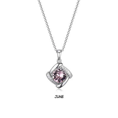 ELLE JUN "Birthstone" (Light Amethyst) and Signity Cubic Zirconia Pendant