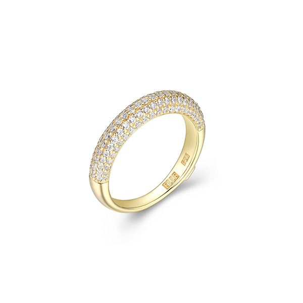R34LAEX-Y-6 "Stardust" 5-Row Clear Cubic Zirconia Half Eternity Ring - Gold