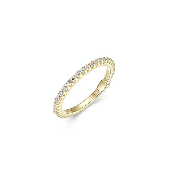 R34LAF8-Y-6 "Stardust" Clear Cubic Zirconia Skinny Eternity Ring - Gold
