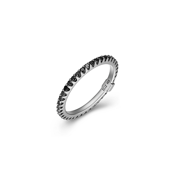 R64LAF8-B-8 "Stardust" Black Spinel Skinny Eternity Ring - Black