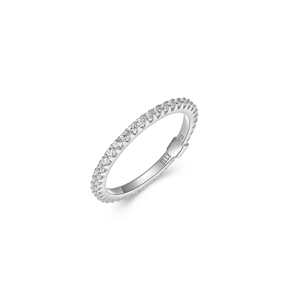RR4LAF8-W-8 "Stardust" Clear Cubic Zirconia Skinny Eternity Ring - Silver