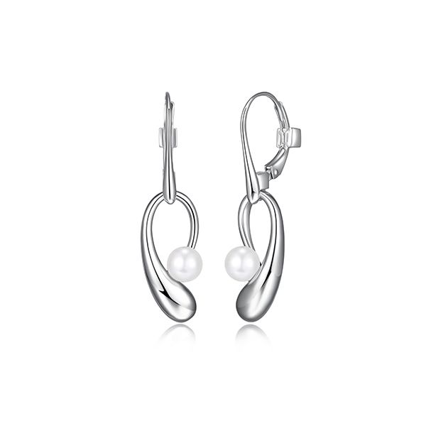 ER2LCK2-W "Caramel" Pear Shape Drop and 5-5.5mm Pearl Dangle Earrings