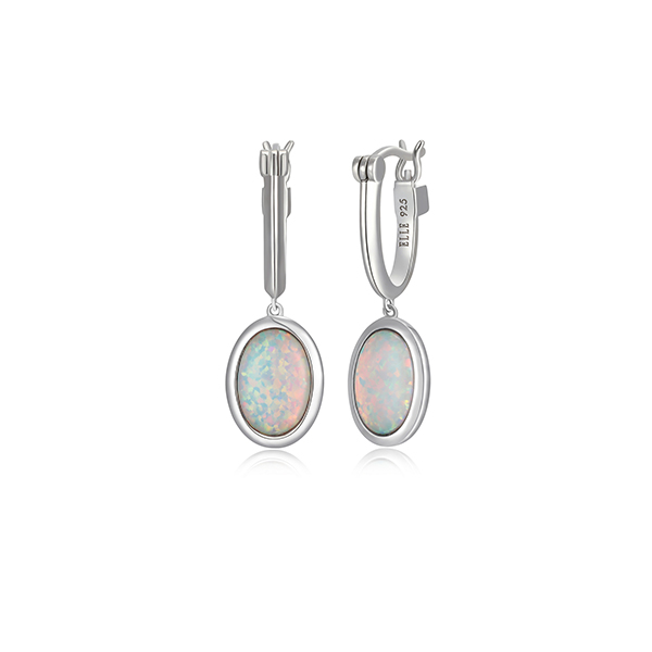 ER2LCPE-W "Mirage" Opal in Bezel Set Drop Leverback Earrings