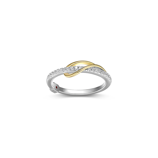 RR4LAFD-2T-9 "Confluence" Pear Shape and Cubic Zirconia Ring - Silver and Gold