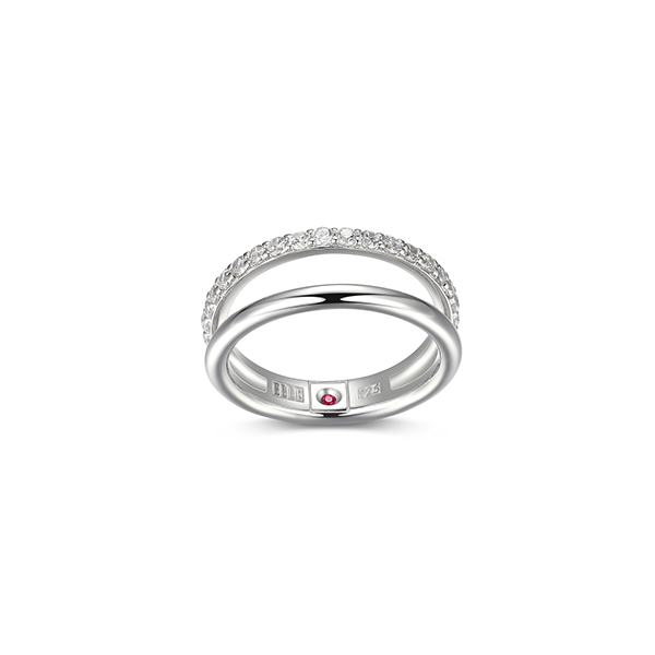 RR4LAG8-W-6 "Simpatico" 2mm Open Band with Cubic Zirconia Ring - Silver