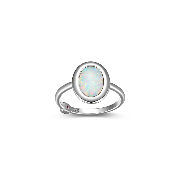 RR4LAGC-W-9 "Mirage" Oval Opal Bezel Set Ring - Silver