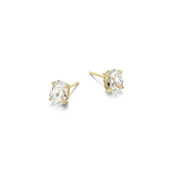 Diamondlite Cubic Zirconia 8x6mm Oval Stud Earrings - Gold