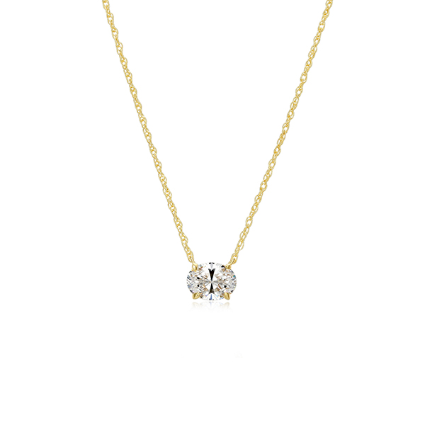 Diamondlite Cubic Zirconia Oval Solitaire Necklace - Gold