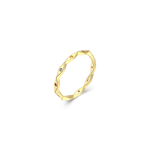 Diamondlite Cubic Zirconia "Mystique" Multi-coloured Created Gems Scalloped Ring - Gold - Size 7 1 Diamondlite Cubic Zirconia "Mystique" Multi-coloured Created Gems Scalloped Ring - Gold - Size 7