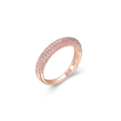 ELLE "Stardust" 5-Row Clear Cubic Zirconia Half Eternity Ring - Rose Gold - Size 6