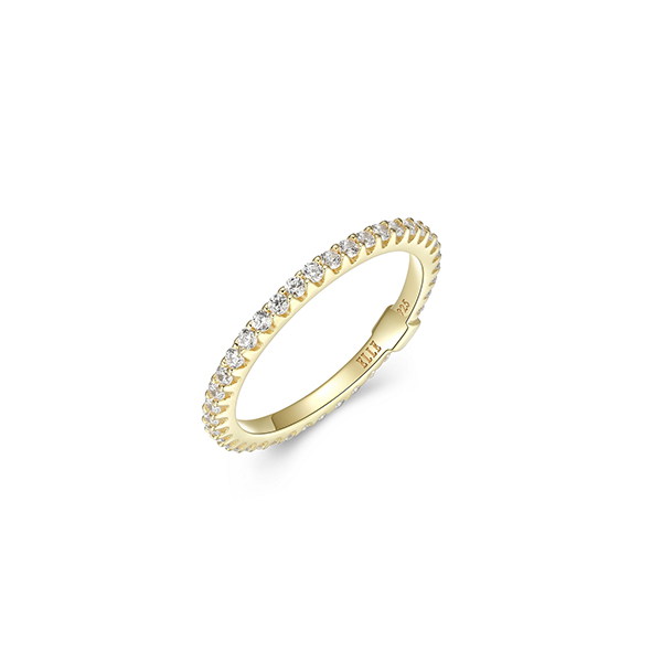 ELLE "Stardust" Clear Cubic Zirconia Skinny Eternity Ring - Gold - Size 9