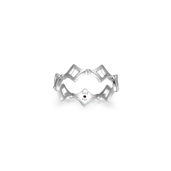 ELLE "Stellar" Sterling Silver Rhombus Eternity Ring - Silver - Size 6