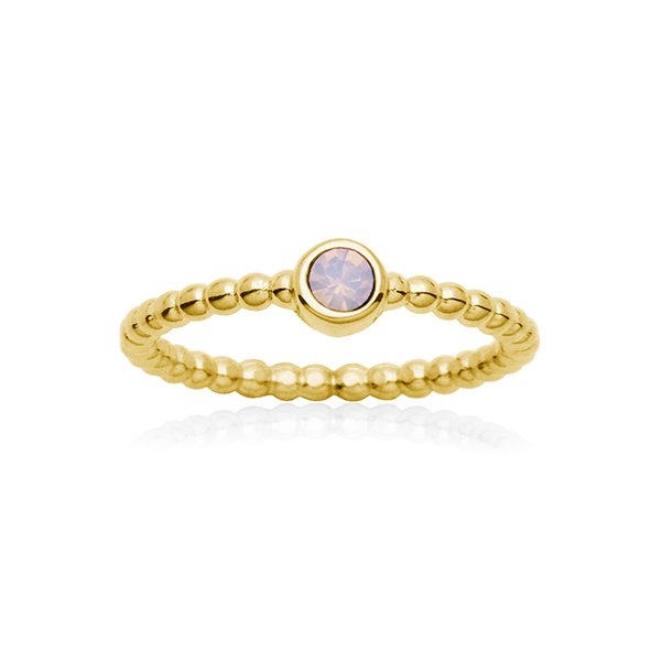 CJ Steelx Rose Opal Crystal Bead Ring - Gold - Size 6