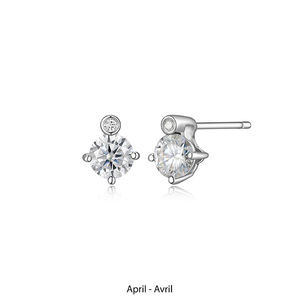 ER2LCQ9-APR "Birthstone" April (Moissanite) and Lab Grown Diamond Earrings