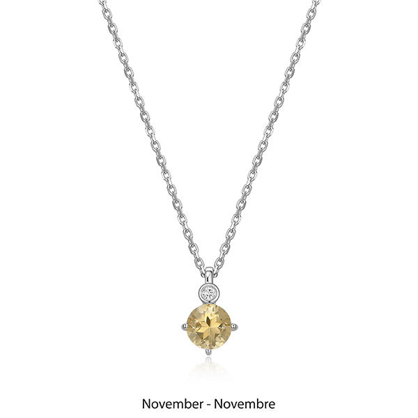 NR0LBUX-NOV "Birthstone" November (Citrine) and Lab Grown Diamond Necklace