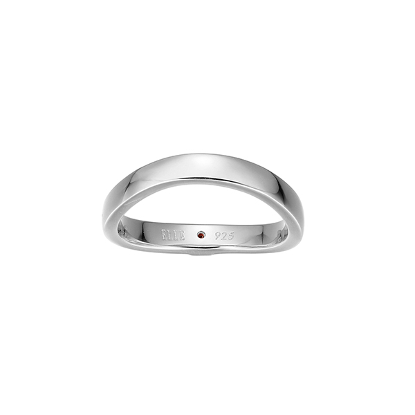 RR4LAGN-W-8 "Luna" Sterling Silver Curved Ring - Silver