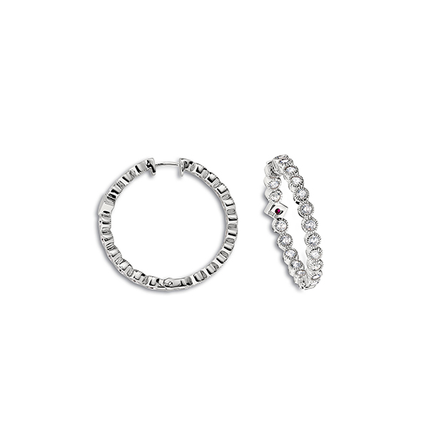 ER2LBDU-W "Core Essentials " Sterling Silver Cubic Zirconia Hoop Earrings