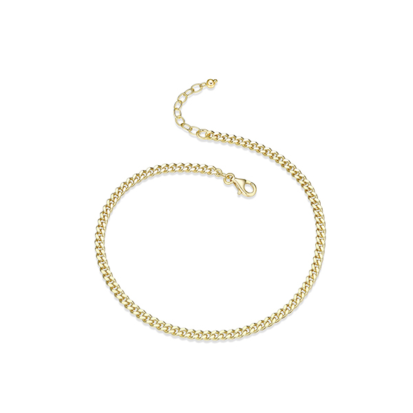 3mm Curb Chain Anklet - Gold