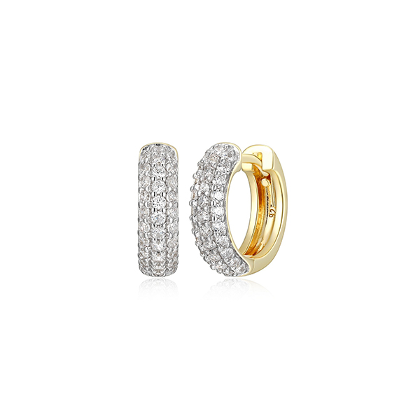 Diamondlite Cubic Zirconia 15mm Wide Pave Huggie Hoop Earrings - Gold