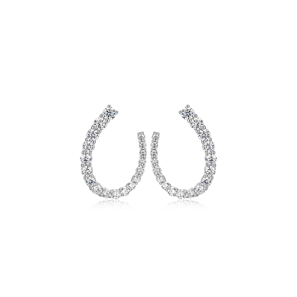 Diamondlite Cubic Zirconia Raduated Front Twist Hoop Earrings - Silver