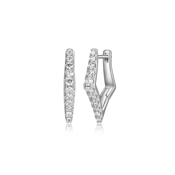 Diamondlite Cubic Zirconia 21x16mm Pointed Hoop Earrings - Silver