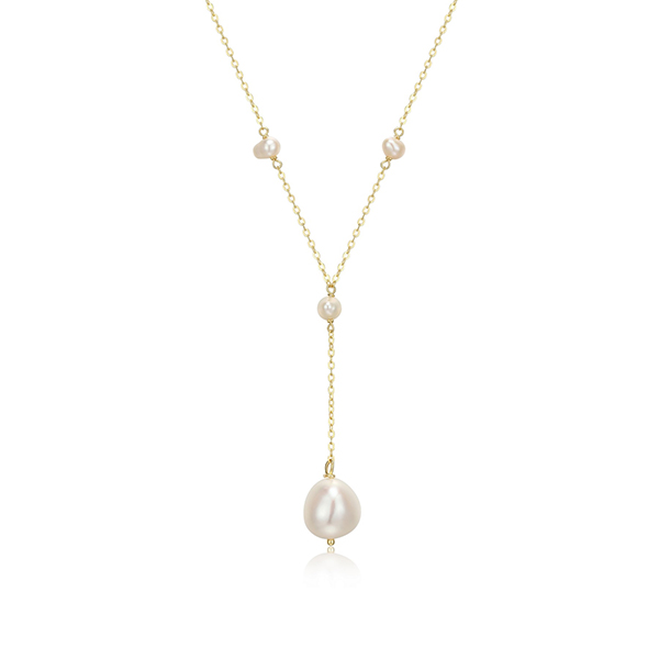 11mm Baroque Pearl Y-necklace - Gold
