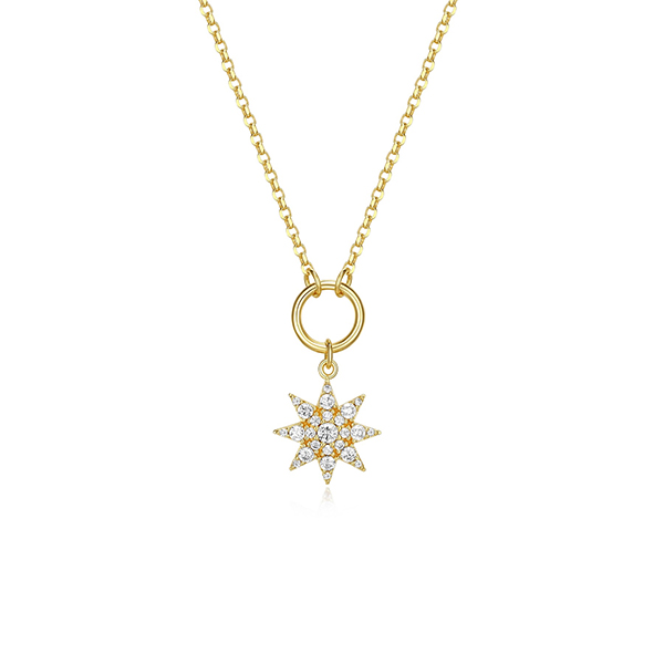 Goddess Diamondlite Cubic Zirconia Single Star Necklace - Gold