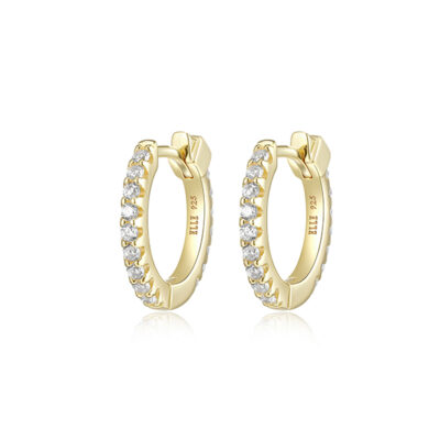 ELLE "Stardust" 15mm Hoop Earrings with Clear Cubic Zirconia - Gold