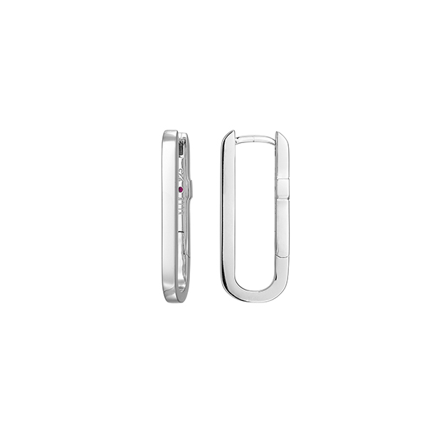 ELLE "Parallel" Sterling Silver Oblong Hoops Earrings - Silver