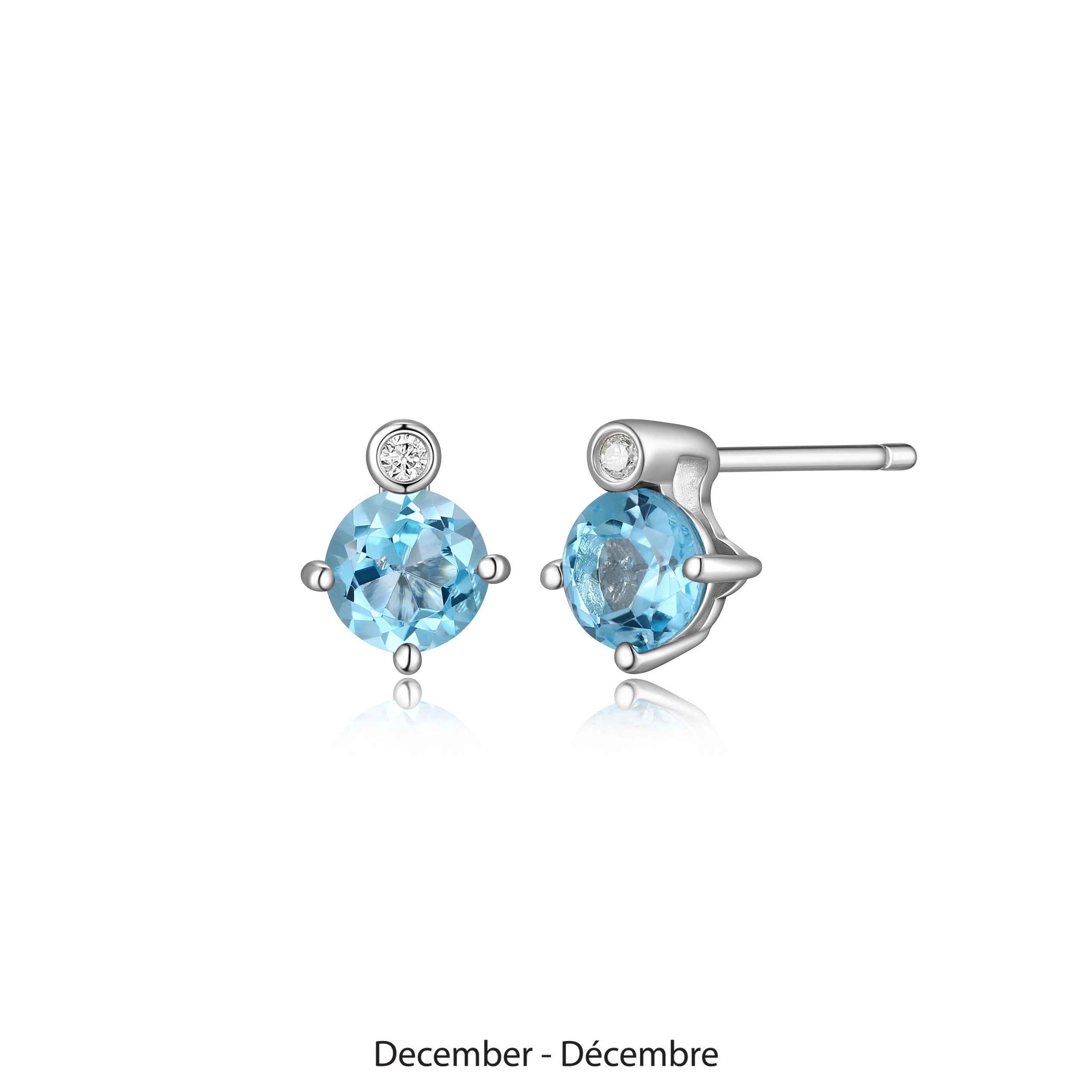 ELLE "Birthstone" December (Topaz) and Lab Grown Diamond Earrings
