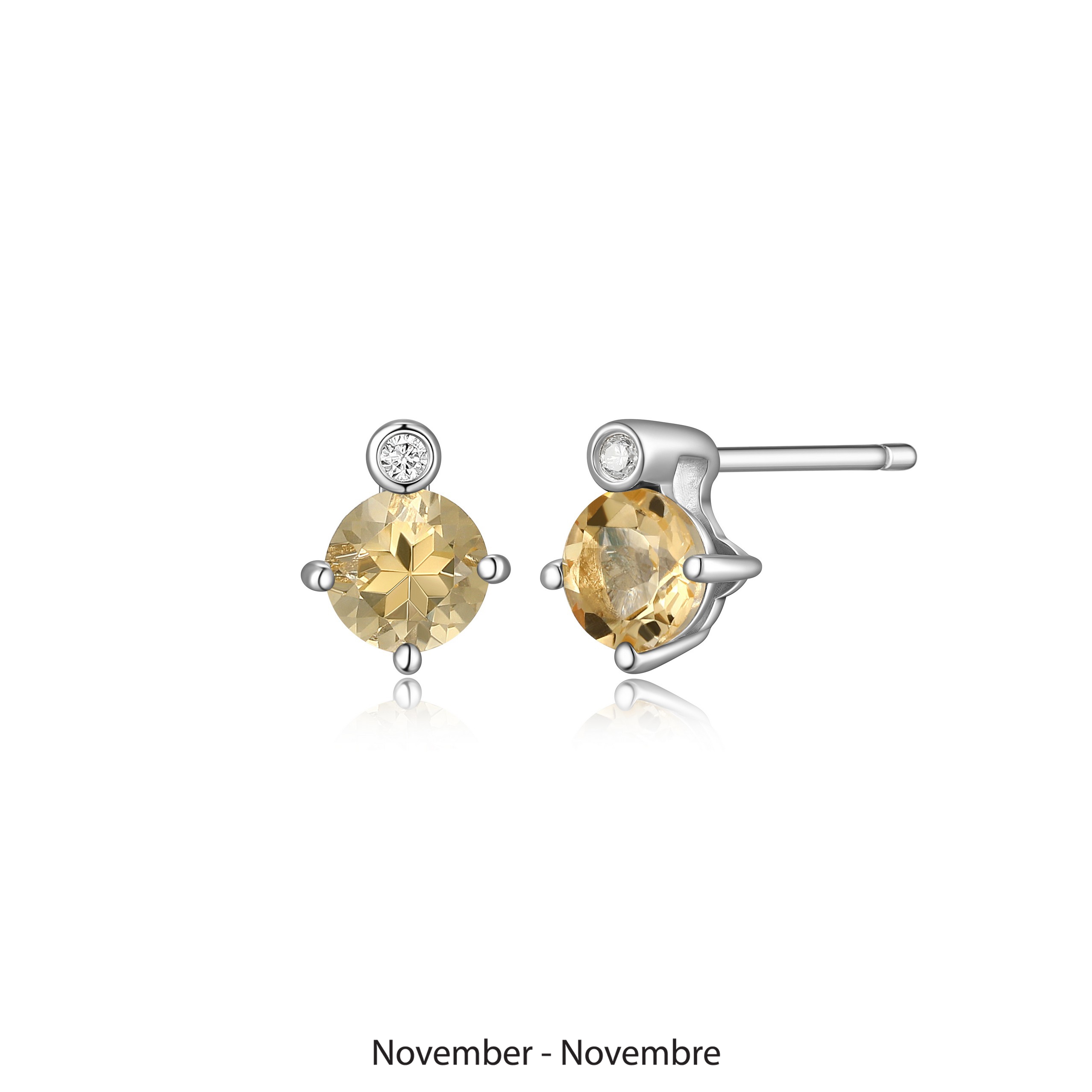 ELLE "Birthstone" November (Citrine) and Lab Grown Diamond Earrings