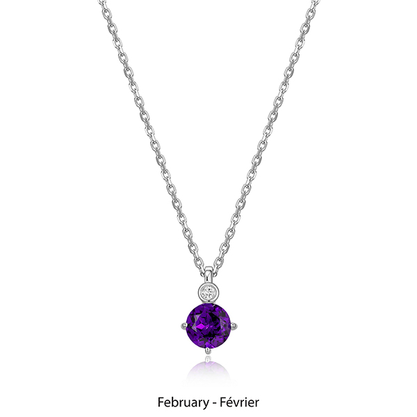 ELLE "Birthstone" February (Amethyst) and Lab Grown Diamond Necklace