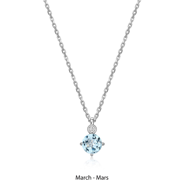 ELLE "Birthstone" March (Topaz) and Lab Grown Diamond Necklace