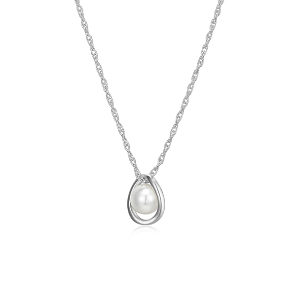 ELLE "Luna" Sterling Silver White Pearl Necklace - Silver