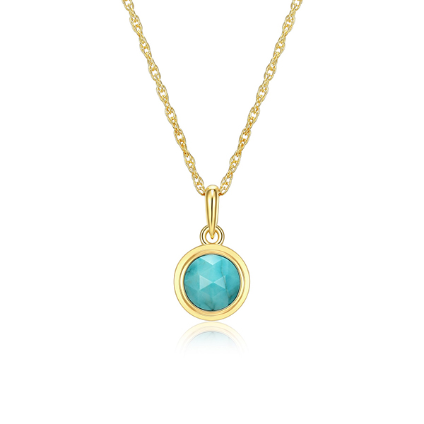 Celebration Gems 6mm Genuine Turquoise Magnesite North Star DEC Birthstone Necklace - Gold