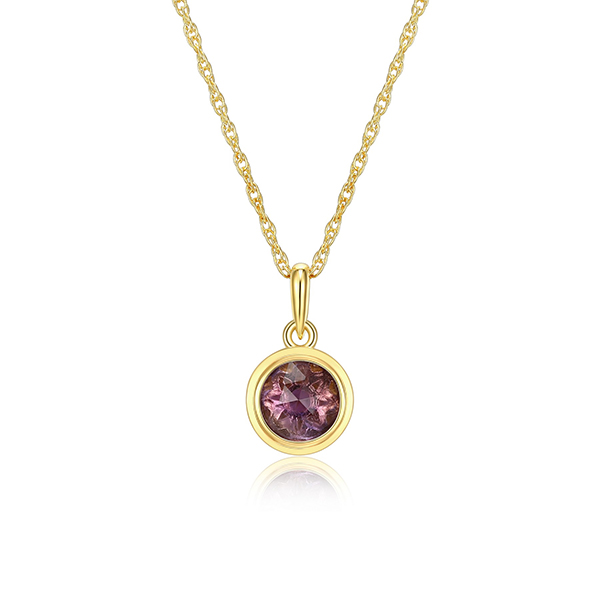 Celebration Gems 6mm Genuine African Amethyst North Star FEB Birthstone Necklace - Gold