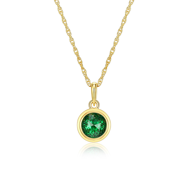 Celebration Gems 6mm Lab Grown Green Garnet North Star MAY Birthstone Necklace - Gold