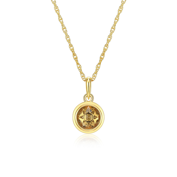 Celebration Gems 6mm Genuine Citrine North Star NOV Birthstone Necklace - Gold