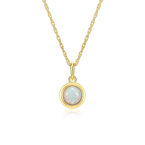Celebration Gems 6mm Genuine Opal North Star OCT Birthstone Necklace - Gold
