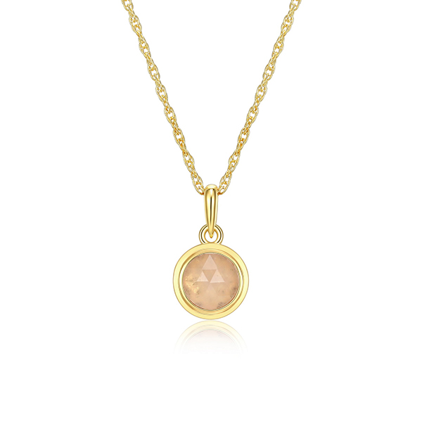 Celebration Gems 6mm Genuine Dyed Pink Quartzite North Star OCT Birthstone Necklace - Gold