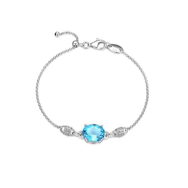 BR1Q1G5-W Sterling Silver "Prism" Genuine Topaz & CZ Bracelet