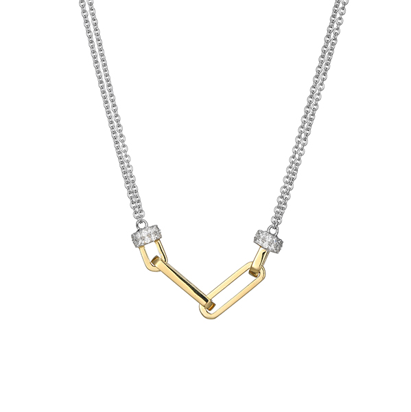 NR0Q0E4-2T Sterling Silver "New Mesh" Cubic Zirconia Necklace