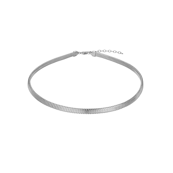 NR0Q0ET-W Sterling Silver "Tubogas" Oval Hollow Tubular Necklace