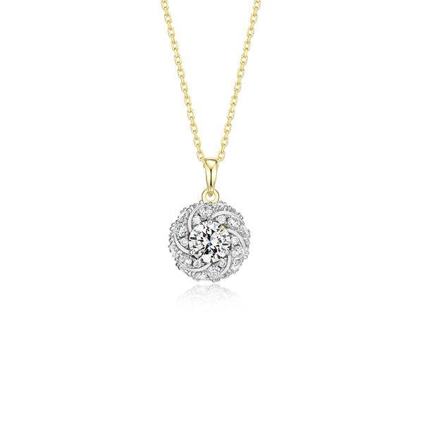 NS0Q0EX-Y Sterling Silver "Gleam" Cubic Zirconia Ball Pendent Necklace