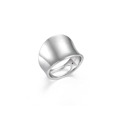 ELLE "Lookout" Concave Up Curved Ring - Silver - Size 9