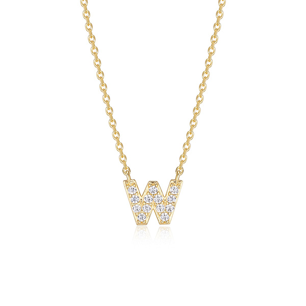 Diamondlite Cubic Zirconia Mini Initial W Necklace - Gold