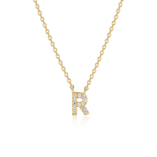 Diamondlite Cubic Zirconia Mini Initial R Necklace - Gold