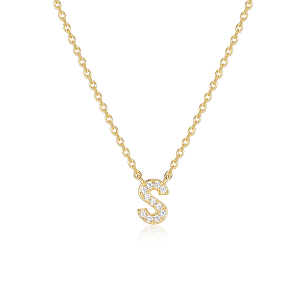Diamondlite Cubic Zirconia Mini Initial S Necklace - Gold