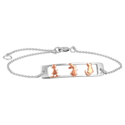 CJ Diamond 14k Gold Kid and Pet Baby Bracelet - Pink and SIlver