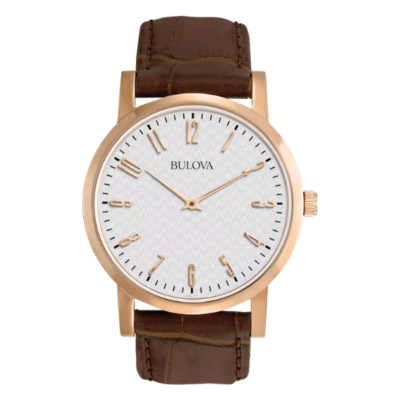 Bulova 97A106 Classic Brown Leather Men Watch - White